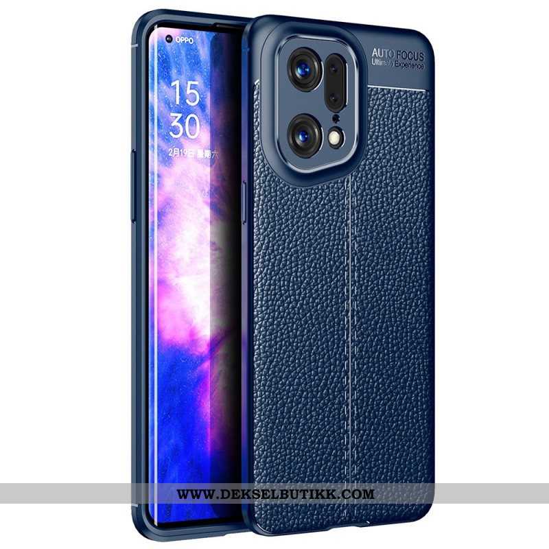 Deksel Til Oppo Find X5 Pro Dobbel Linje Litchi Leather Effect