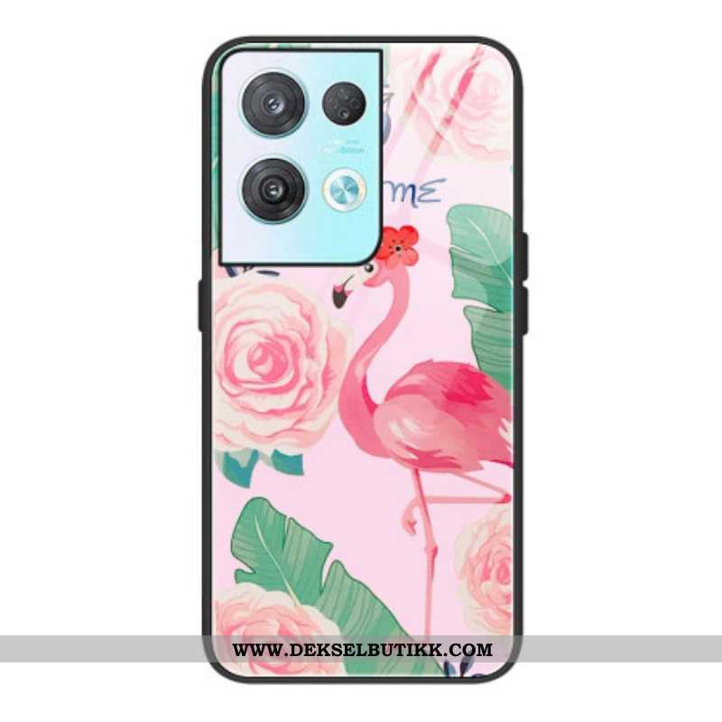 Deksel Til Oppo Reno 8 Flamingo Herdet Glass