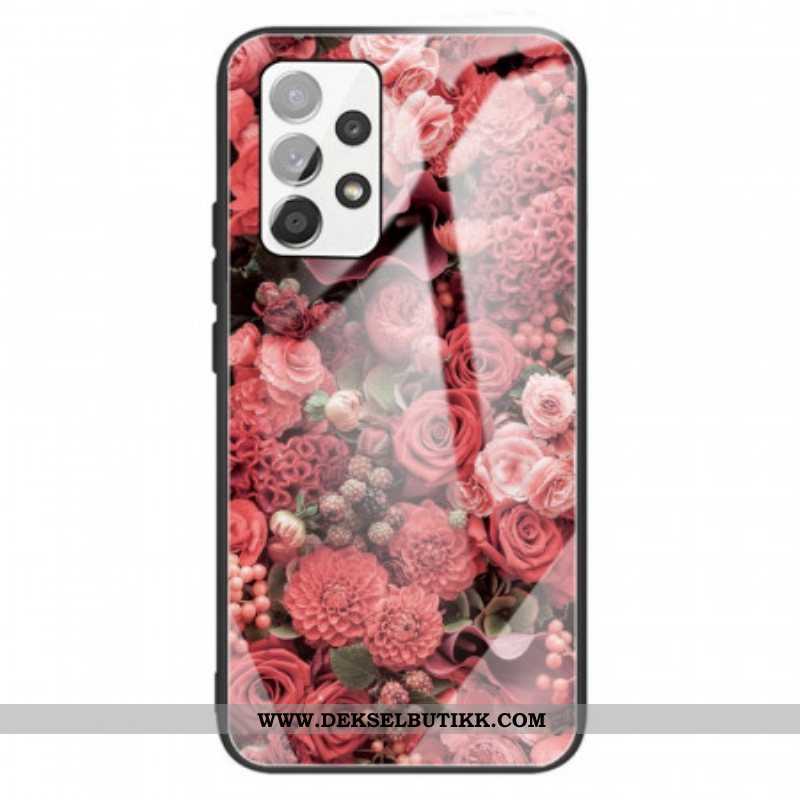 Deksel Til Samsung Galaxy A13 Rose Blomster Herdet Glass