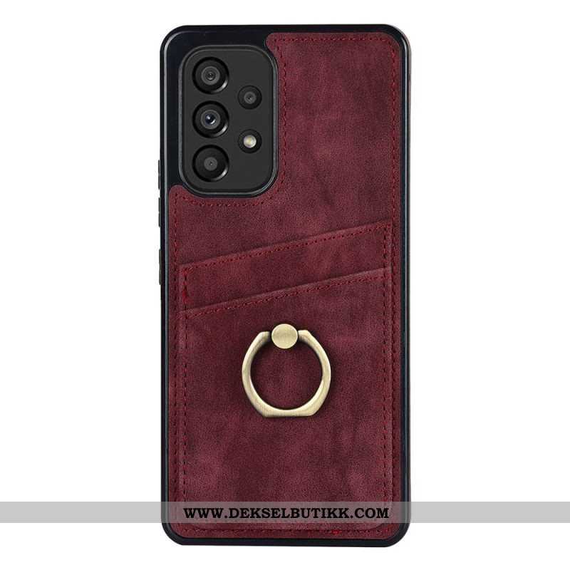 Deksel Til Samsung Galaxy A53 5G Vintage Ring-brakett Og Kortholder