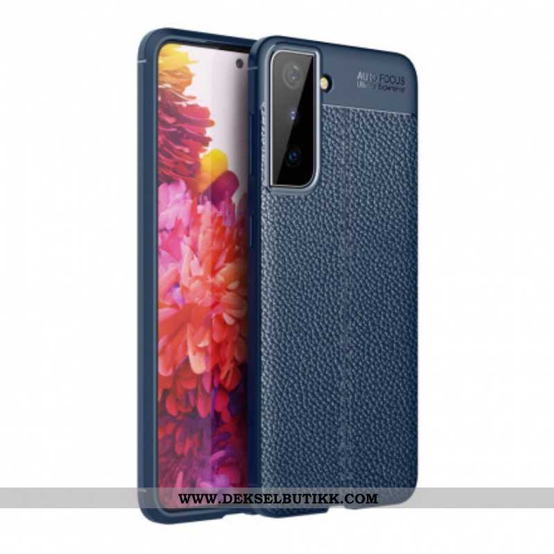 Deksel Til Samsung Galaxy S21 Plus 5G Dobbel Linje Litchi Leather Effect