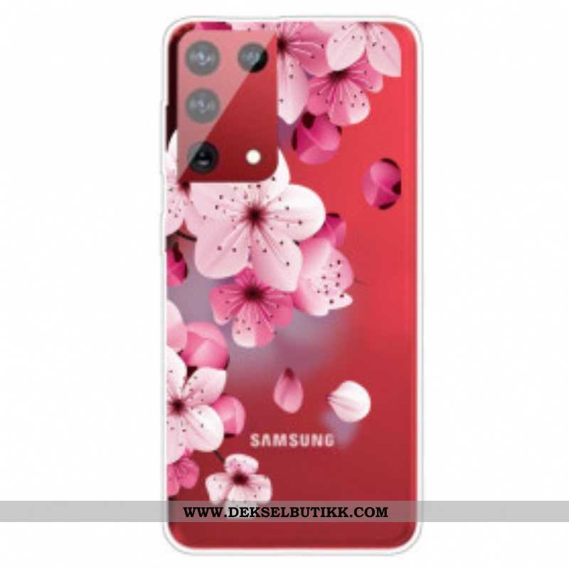 Deksel Til Samsung Galaxy S21 Ultra 5G Små Rosa Blomster