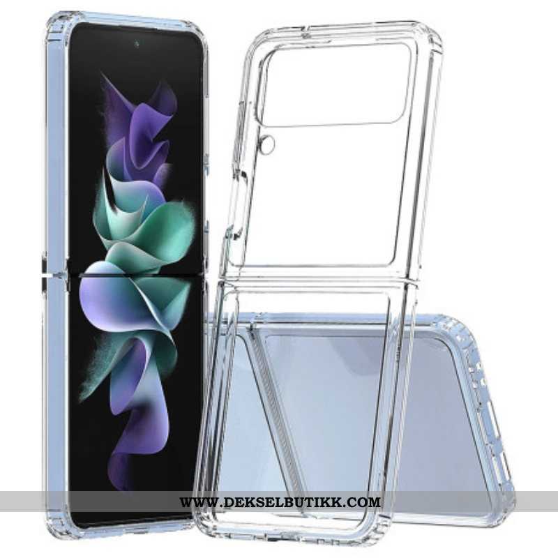 Deksel Til Samsung Galaxy Z Flip 4 Folio Deksel Transparent Forsterket Kontur