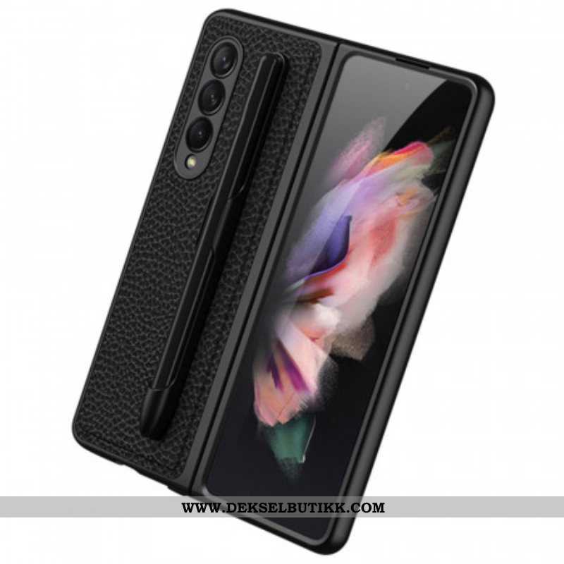 Deksel Til Samsung Galaxy Z Fold 3 5G Litchi Leather Gkk Stylus Holder