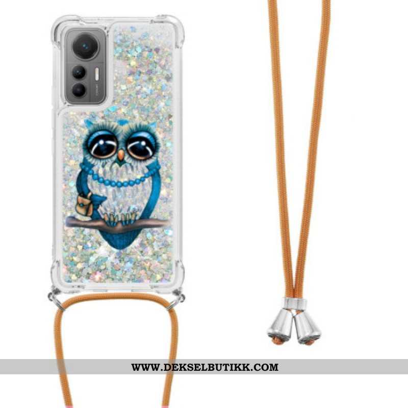 Deksel Til Xiaomi 12 Lite Med Snor Paljett Snøring Mrs. Owl