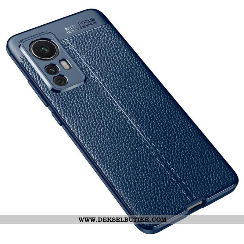 Deksel Til Xiaomi 12T / 12T Pro Dobbel Linje Litchi Leather Effect