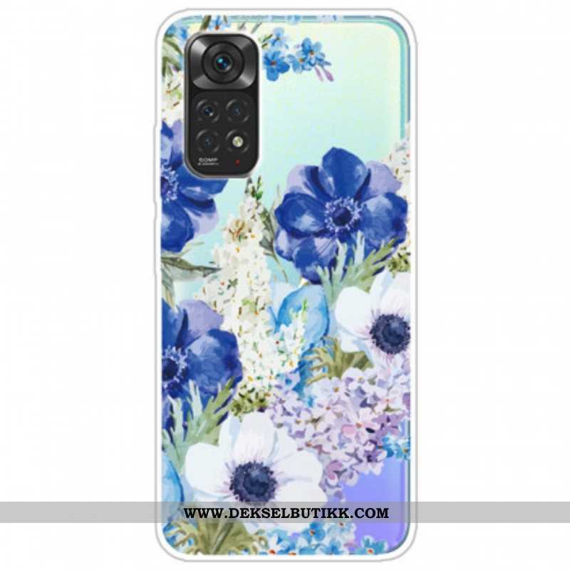 Deksel Til Xiaomi Redmi Note 11 / 11S Sømløs Akvarell Blå Blomster