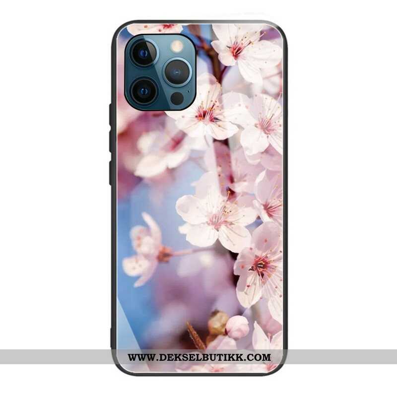 Deksel Til iPhone 13 Pro Max Realistiske Blomster I Herdet Glass