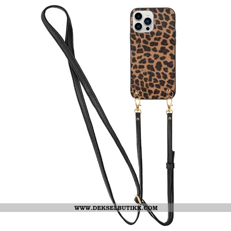 Deksel Til iPhone 14 Pro Leopard Med Skulderstropp