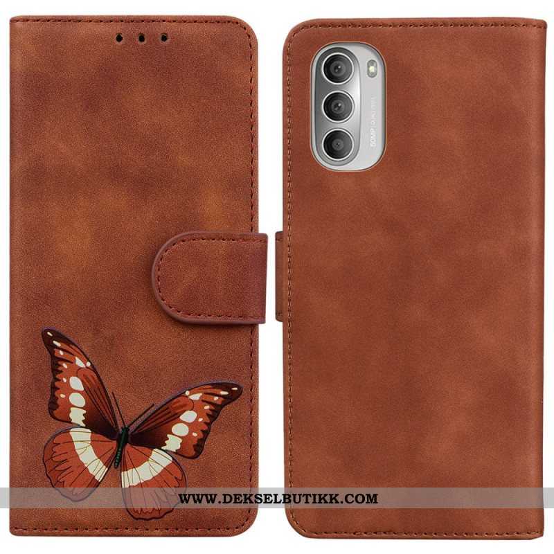 Folio Deksel Til Moto G51 5G Skin-touch Butterfly