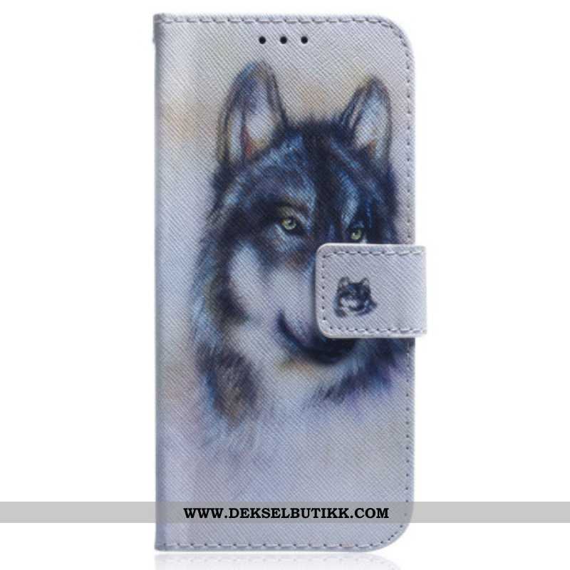 Folio Deksel Til OnePlus Nord 2T 5G Med Kjede Strappy Watercolor Wolf