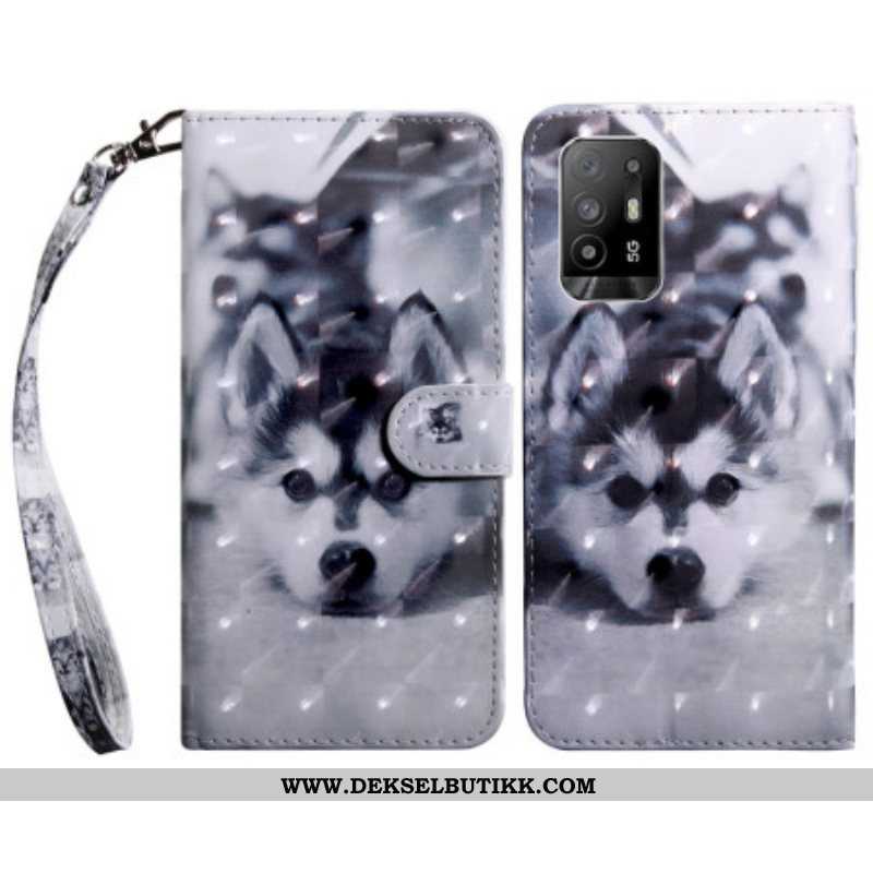 Folio Deksel Til Oppo A94 5G Husky Hund Med Snor