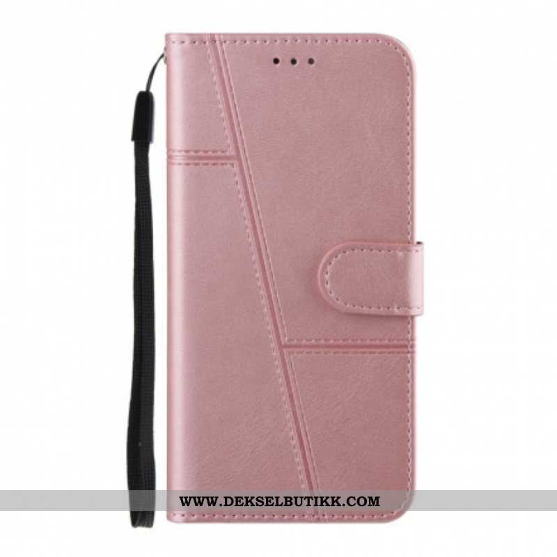 Folio Deksel Til Oppo A94 5G Med Kjede Strappy Geo Leather Effect