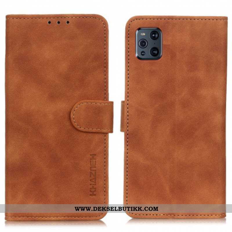 Folio Deksel Til Oppo Find X3 Pro Matt Vintage Skinneffekt Khazneh