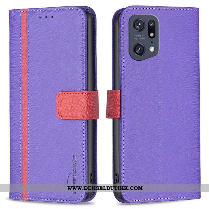 Folio Deksel Til Oppo Find X5 Pro Faux Leather Tetxuré Binfen Farge