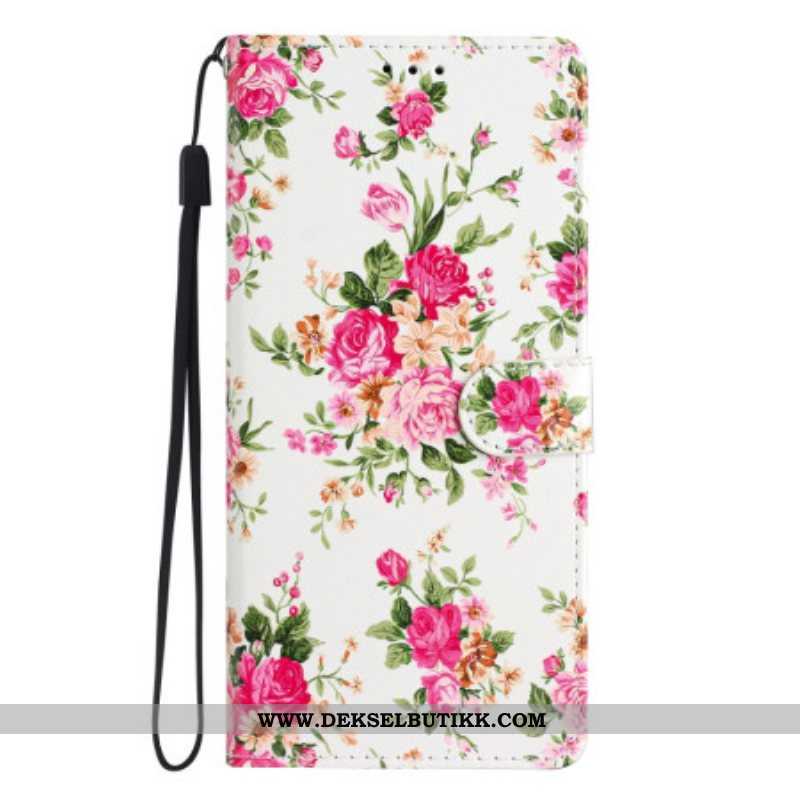 Folio Deksel Til Oppo Reno 8 Lite Med Kjede Stropp Liberty Flowers