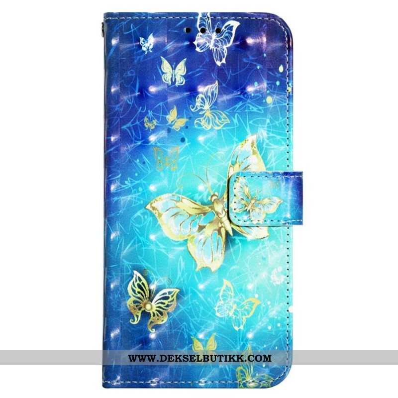 Folio Deksel Til Samsung Galaxy A13 Med Kjede Flight Of Butterflies I Lanyard