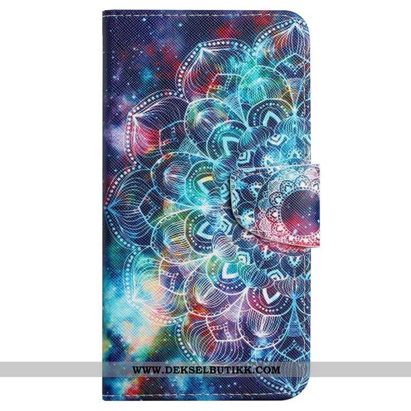 Folio Deksel Til Samsung Galaxy A13 Med Kjede Prangende Strappy Mandala