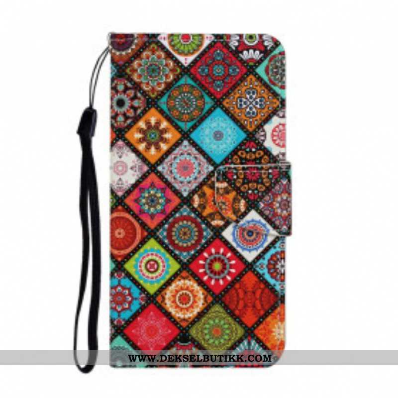 Folio Deksel Til Samsung Galaxy A52 4G / A52 5G / A52s 5G Patchwork Mandalaer Med Snor