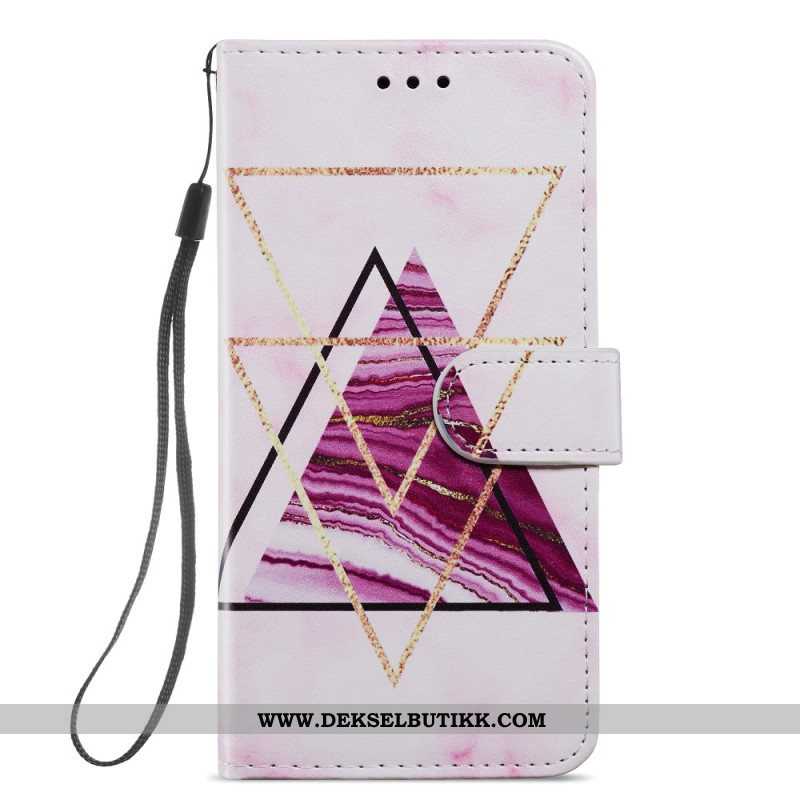 Folio Deksel Til Samsung Galaxy A54 5G Med Kjede Strappy Stil Marmor