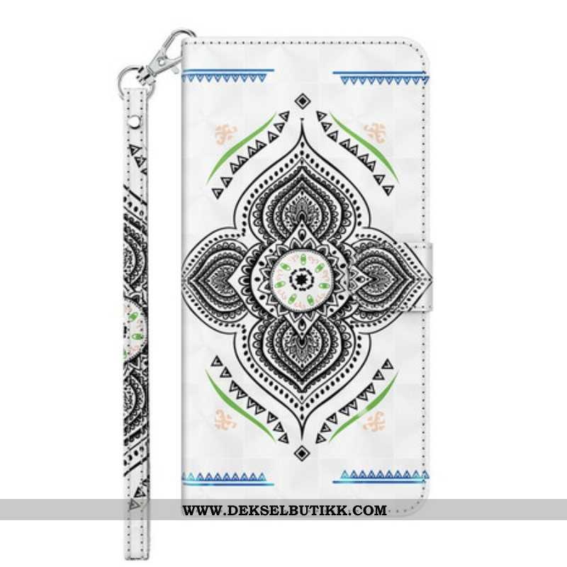 Folio Deksel Til Samsung Galaxy M12 / A12 Light Spots Mandala Med Snor