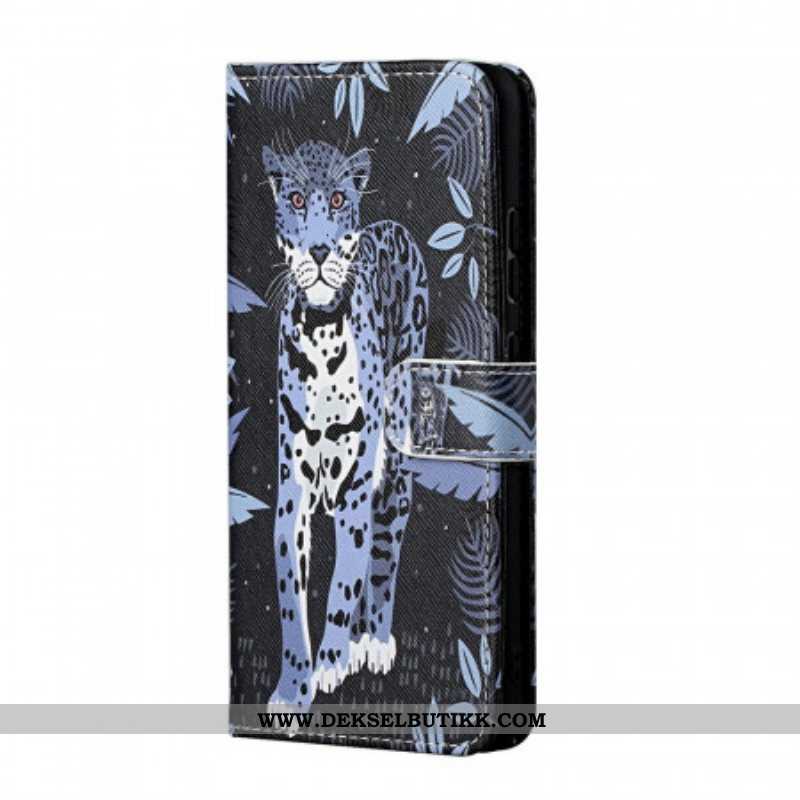 Folio Deksel Til Samsung Galaxy M23 5G Med Kjede Strappy Leopard