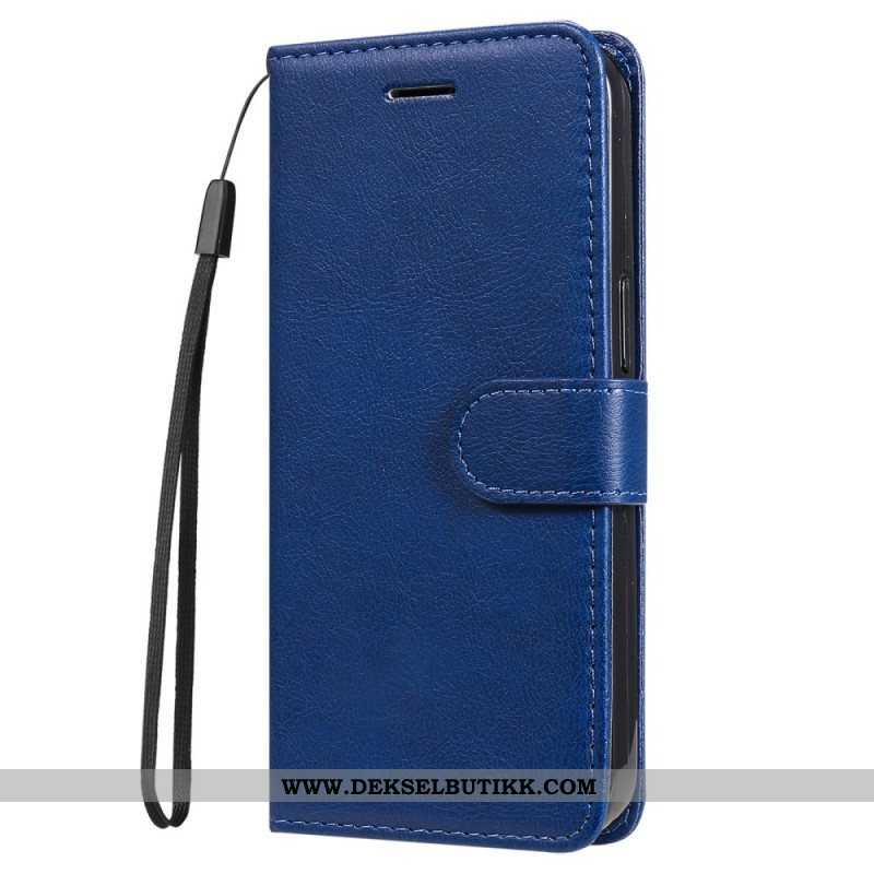 Folio Deksel Til Samsung Galaxy M32 Med Kjede Solid Color Series Strappy