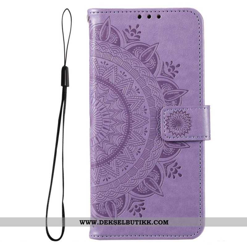 Folio Deksel Til Samsung Galaxy M33 5G Med Kjede Strappy Sun Mandala