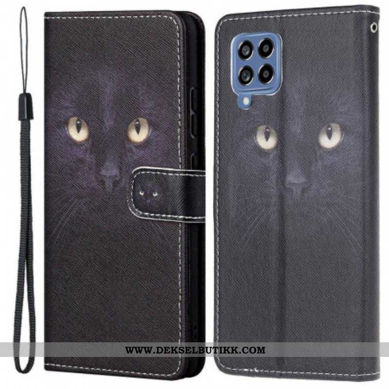 Folio Deksel Til Samsung Galaxy M53 5G Med Kjede Strappy Cat Eyes