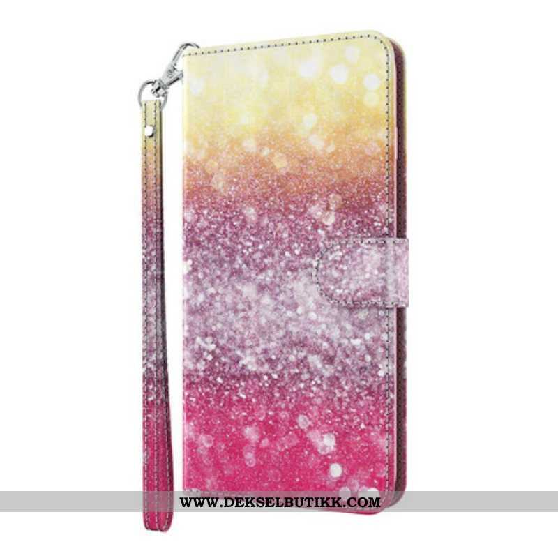 Folio Deksel Til Samsung Galaxy S21 5G Magenta Glittergradient