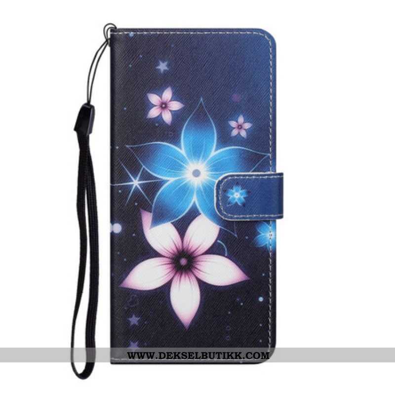 Folio Deksel Til Samsung Galaxy S21 5G Med Kjede Lunar Strap Blomster