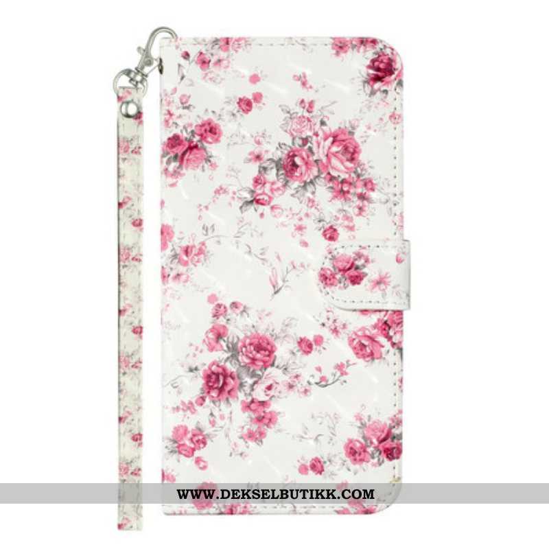 Folio Deksel Til Samsung Galaxy S21 5G Med Kjede Strap Light Spot Flowers