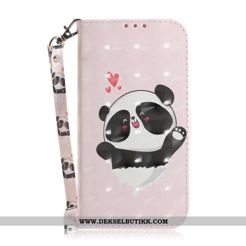 Folio Deksel Til Samsung Galaxy S21 5G Med Kjede Strappy Panda