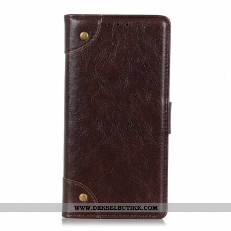 Folio Deksel Til Samsung Galaxy S21 5G Stil Nappa Leather Vintage Nagler