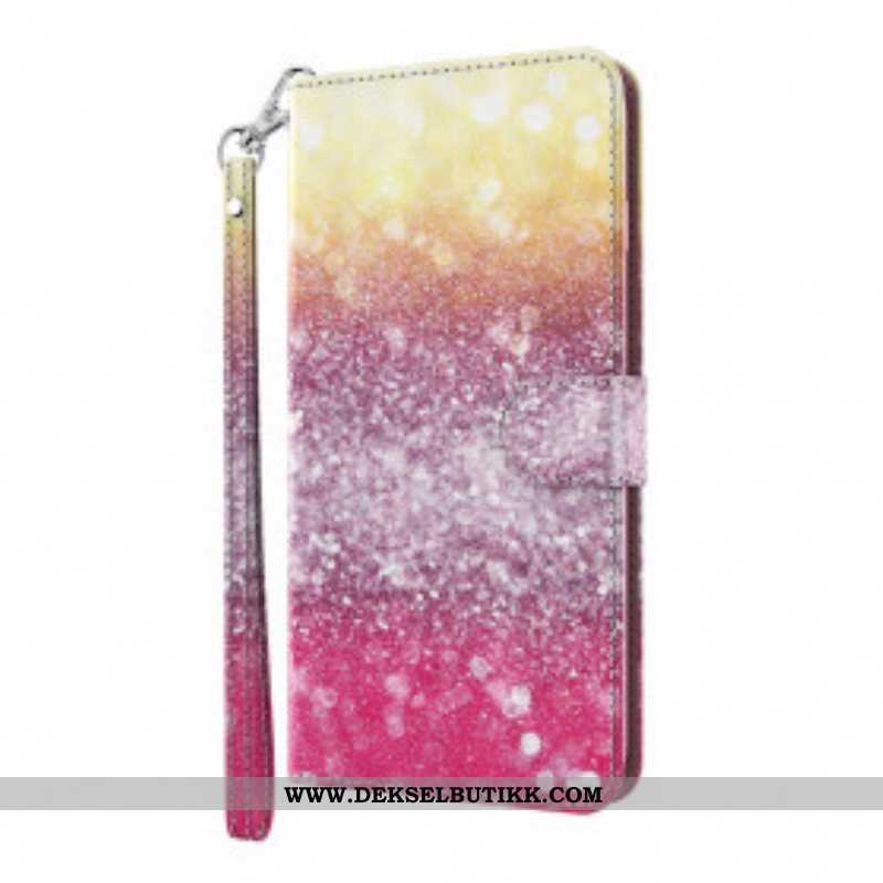 Folio Deksel Til Samsung Galaxy S21 Ultra 5G Magenta Glittergradient