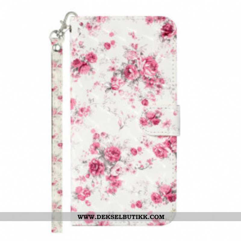 Folio Deksel Til Samsung Galaxy S21 Ultra 5G Med Kjede Strap Light Spot Flowers