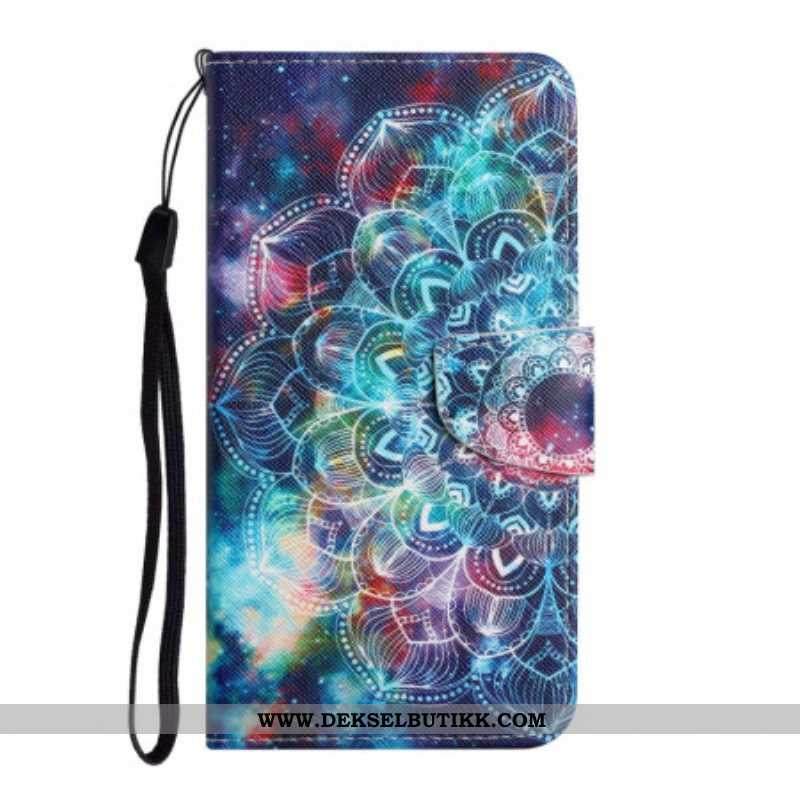 Folio Deksel Til Samsung Galaxy S22 Plus 5G Med Kjede Prangende Half Mandala Strappy