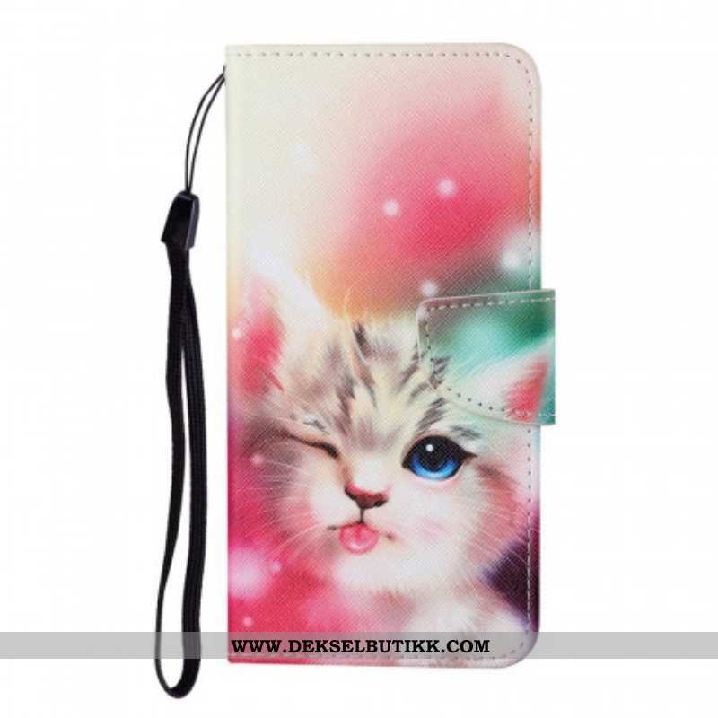 Folio Deksel Til Samsung Galaxy S22 Plus 5G Royal Cat Med Snor