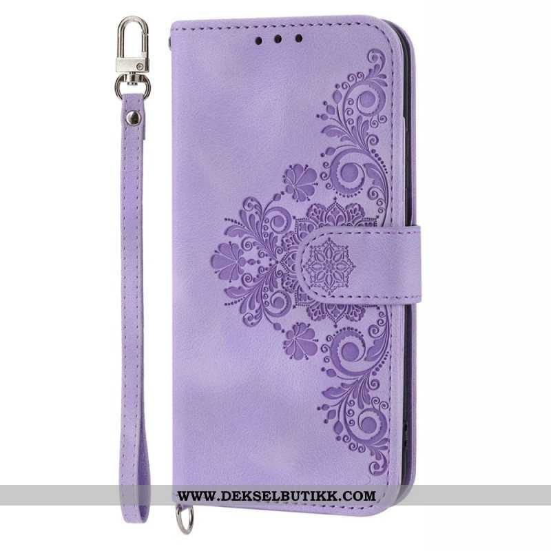 Folio Deksel Til Samsung Galaxy S23 5G Med Kjede Strappy Lace Mandala