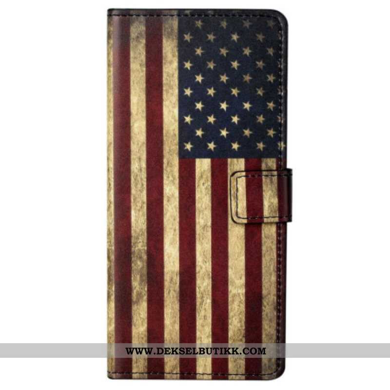 Folio Deksel Til Samsung Galaxy S23 5G Vintage Amerikansk Flagg