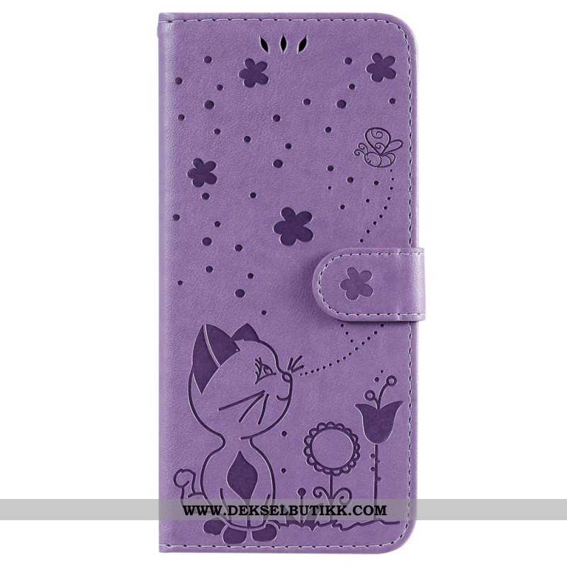 Folio Deksel Til Samsung Galaxy S23 Ultra 5G Med Kjede Strappy Cat And Bees