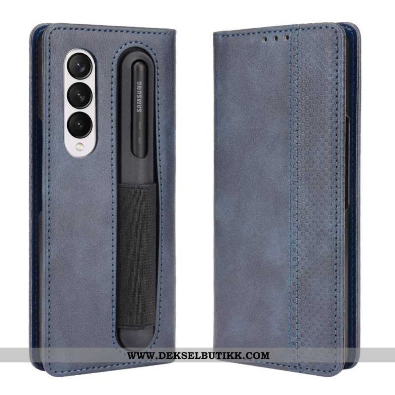 Folio Deksel Til Samsung Galaxy Z Fold 3 5G Stilisert Stylus Holder I Skinneffekt