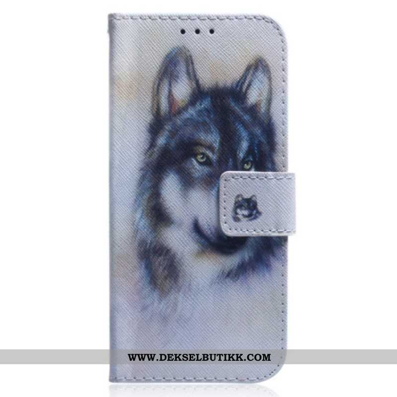 Folio Deksel Til Xiaomi 13 Med Kjede Strappy Watercolor Wolf