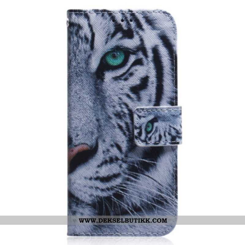 Folio Deksel Til Xiaomi 13 Med Kjede Strappy White Tiger