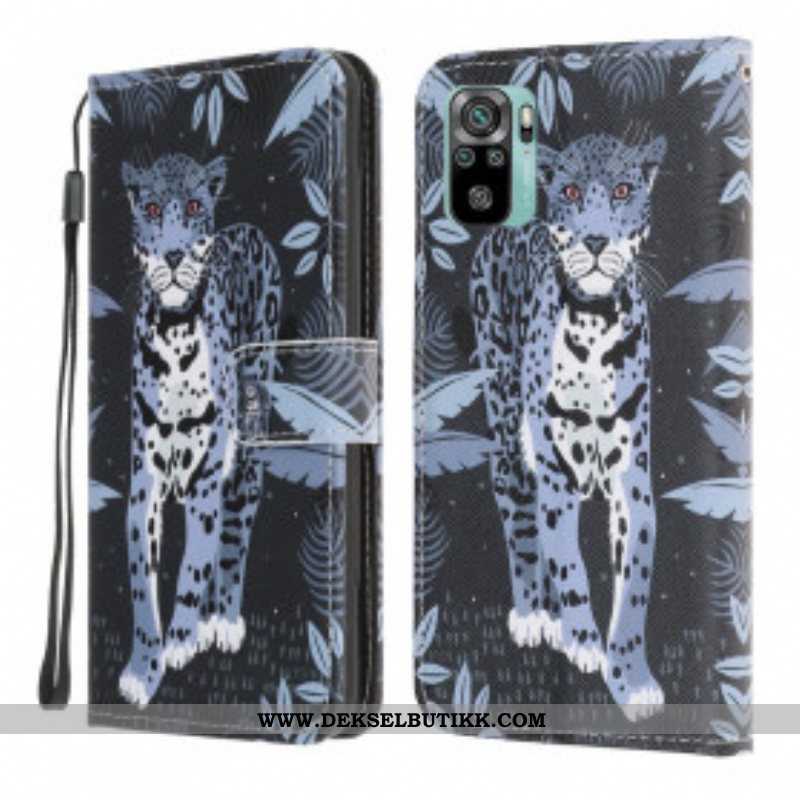 Folio Deksel Til Xiaomi Redmi Note 10 / 10S Med Kjede Strappy Leopard