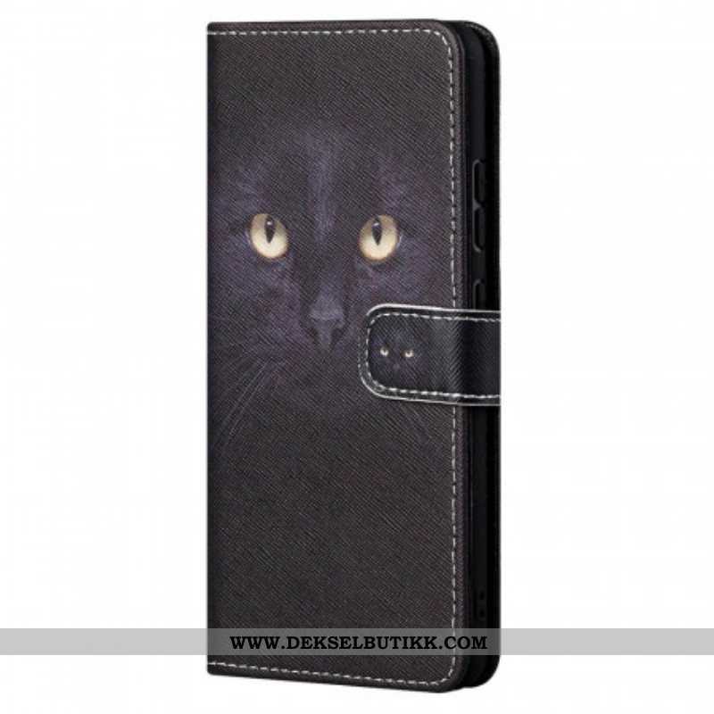 Folio Deksel Til Xiaomi Redmi Note 11 Pro / 11 Pro 5G Med Kjede Strappy Black Cat Eyes