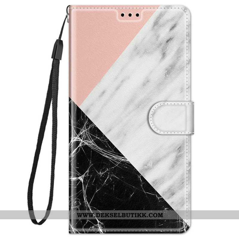 Folio Deksel Til Xiaomi Redmi Note 11 Pro Plus 5G Med Kjede Strappy Marble Elegance