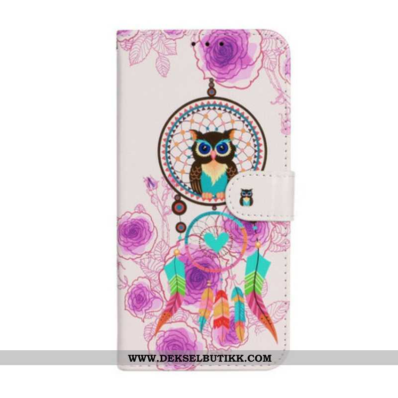 Folio Deksel Til iPhone 13 Mini Med Kjede Strappy Owl Mandala