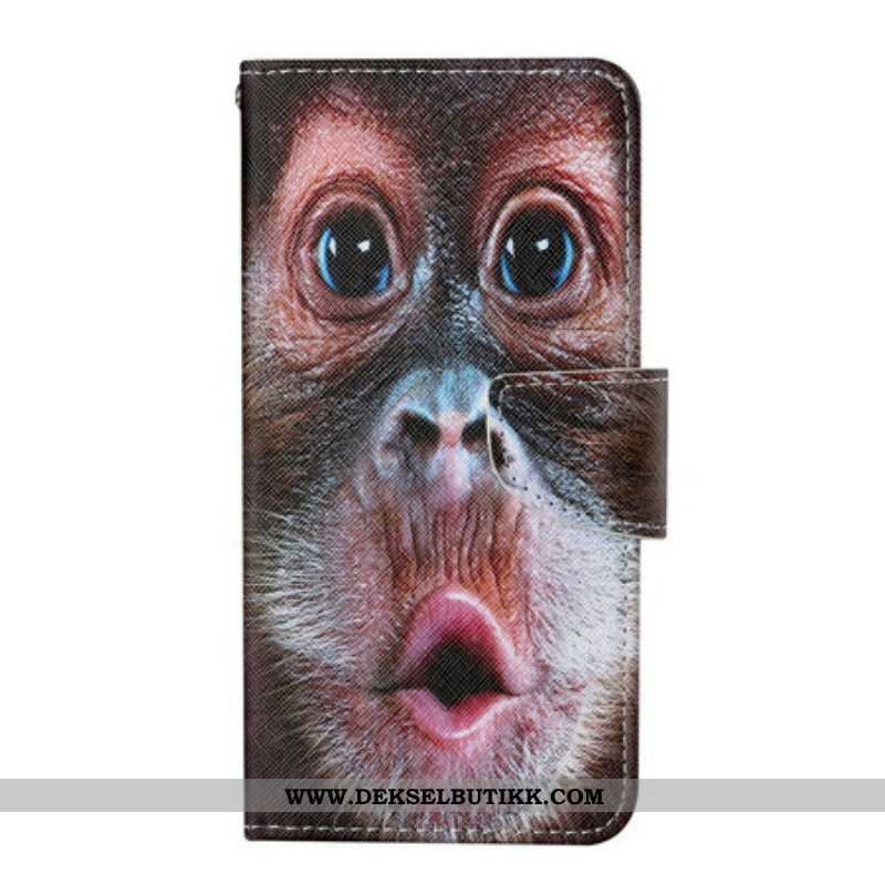 Folio Deksel Til iPhone 13 Pro Med Kjede Thong Monkey