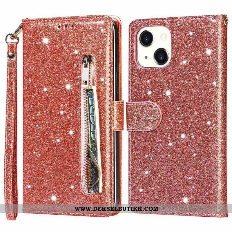 Folio Deksel Til iPhone 14 Plus Glitter Myntpung